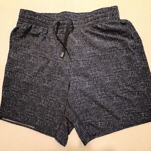 Men's Bearbottom Run Shorts V2 Black White Print Size M 7" Inseam Lined Athletic